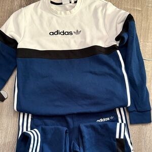Adidas Navy and White Tracksuit Set